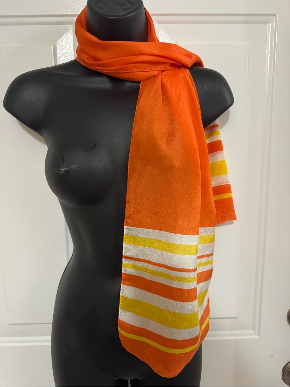 Striped silk Scarf is bright cheerful citrus palette highly desirable for summer